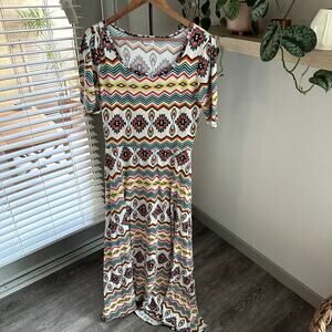 LuLaRoe Geometric Aztec Print Maxi Dress Size M Womens Boho Festival